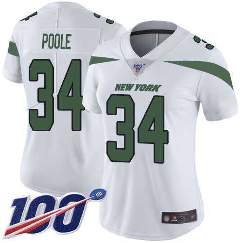 New York Jets Limited White Women Brian Poole Road Jersey NFL Football 34 100th Season Vapor Untouchable